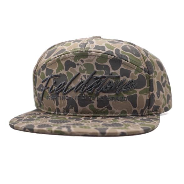 7 Panel Full Backwoods Camo Grey Logo Hat
