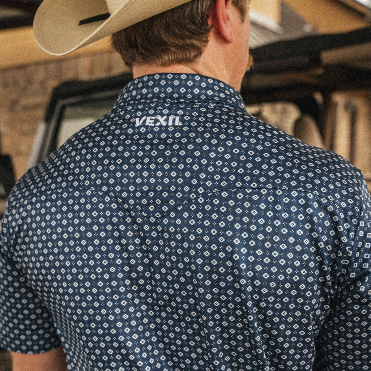 Vexil Brand – Western Pearl Snap Polo - Tribal | Navy