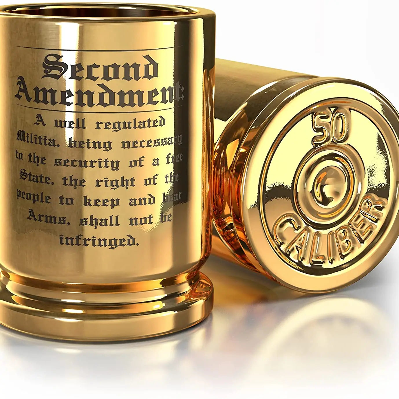 2nd Amendment Engraved 50 Caliber Shot Glasses - Set of 2