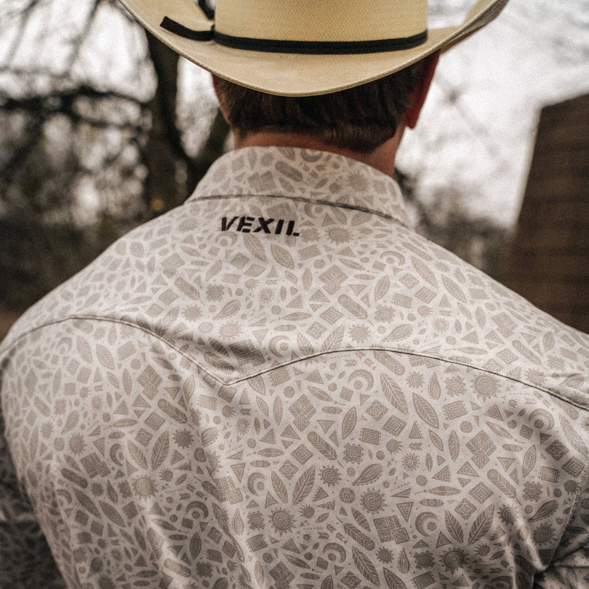 Vexil Brand – Western Pearl Snap Polo - Tribal Board | White