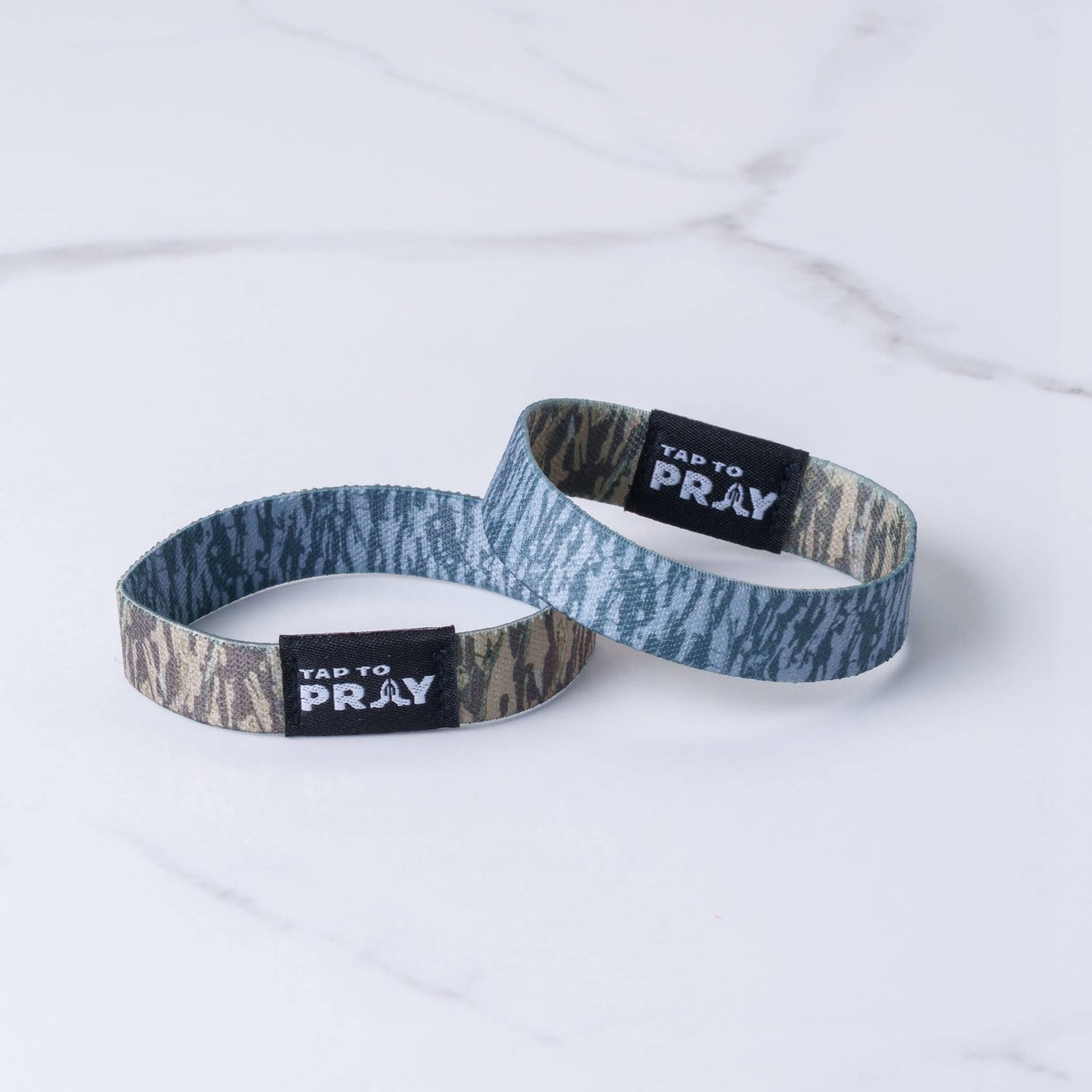 Tap To Pray™ Wristbands - Tree Bark Camo Brown & Grey