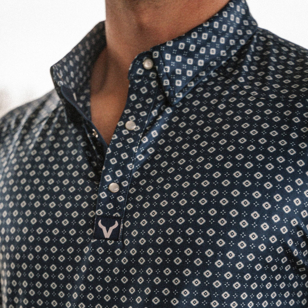 Vexil Brand – Western Pearl Snap Polo - Tribal | Navy
