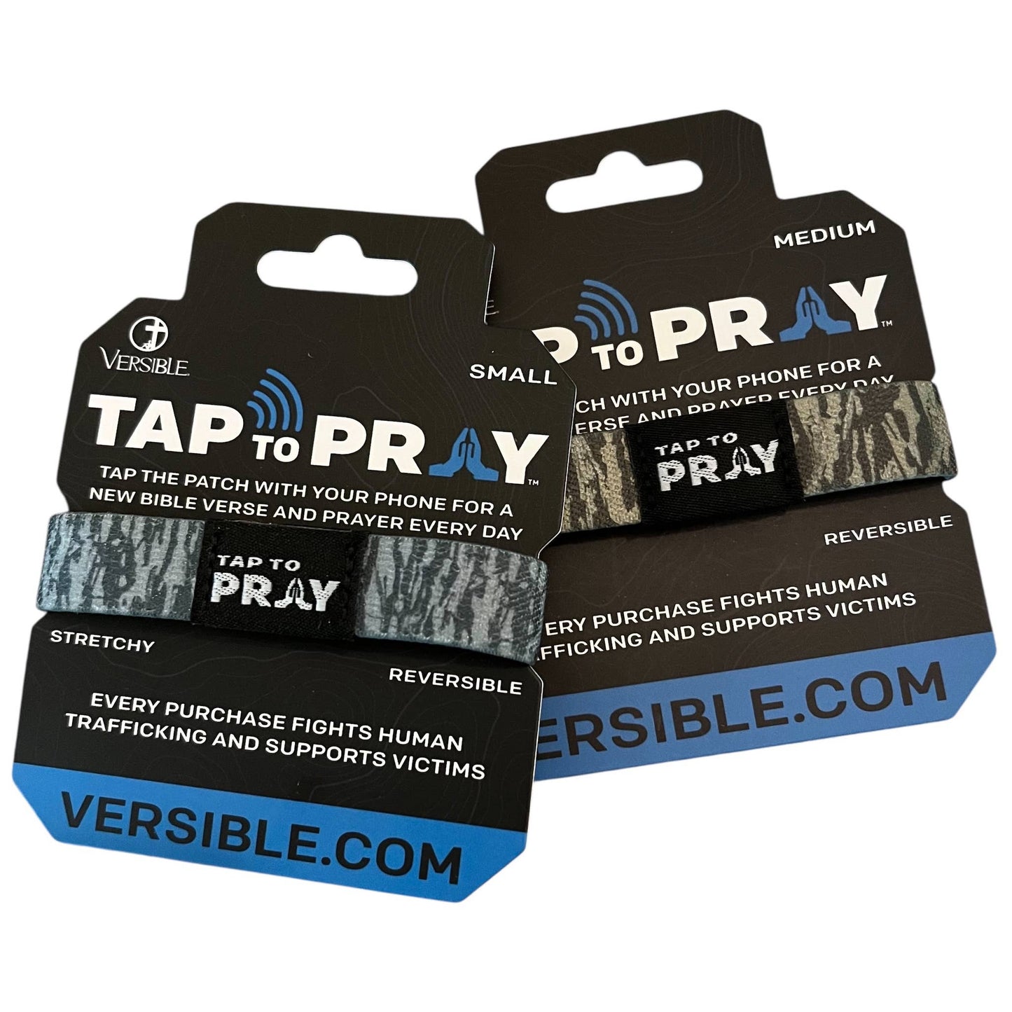 Tap To Pray™ Wristbands - Tree Bark Camo Brown & Grey